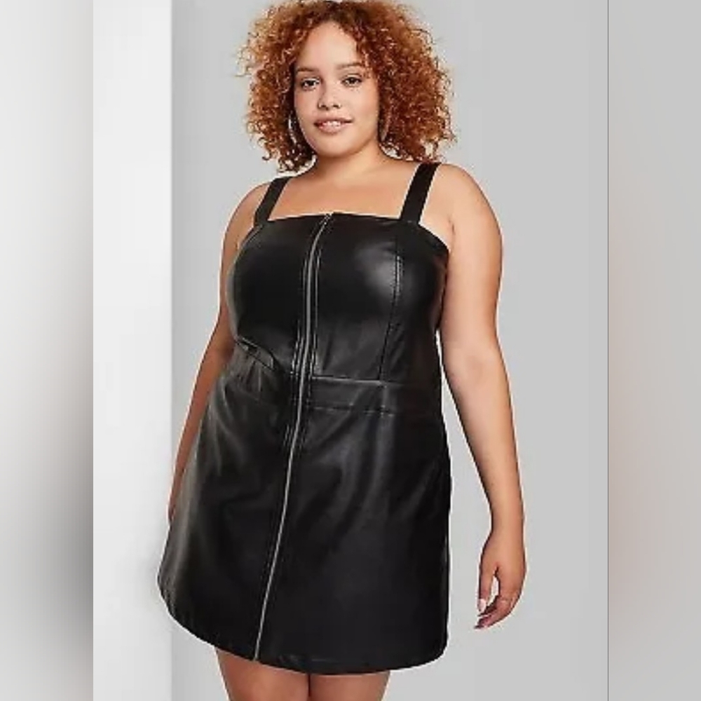 Wild fable faux leather front zipper dress